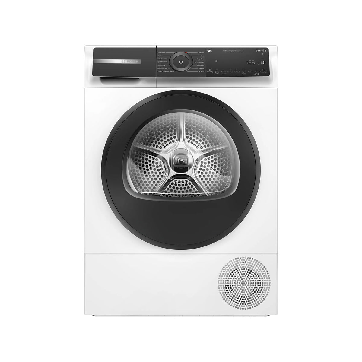 Bosch WQH246D9GB Series 6 9Kg Capacity Freestanding Heat Pump Tumble Dryer, Self Cleaning Condenser, 59.8cm Wide - White