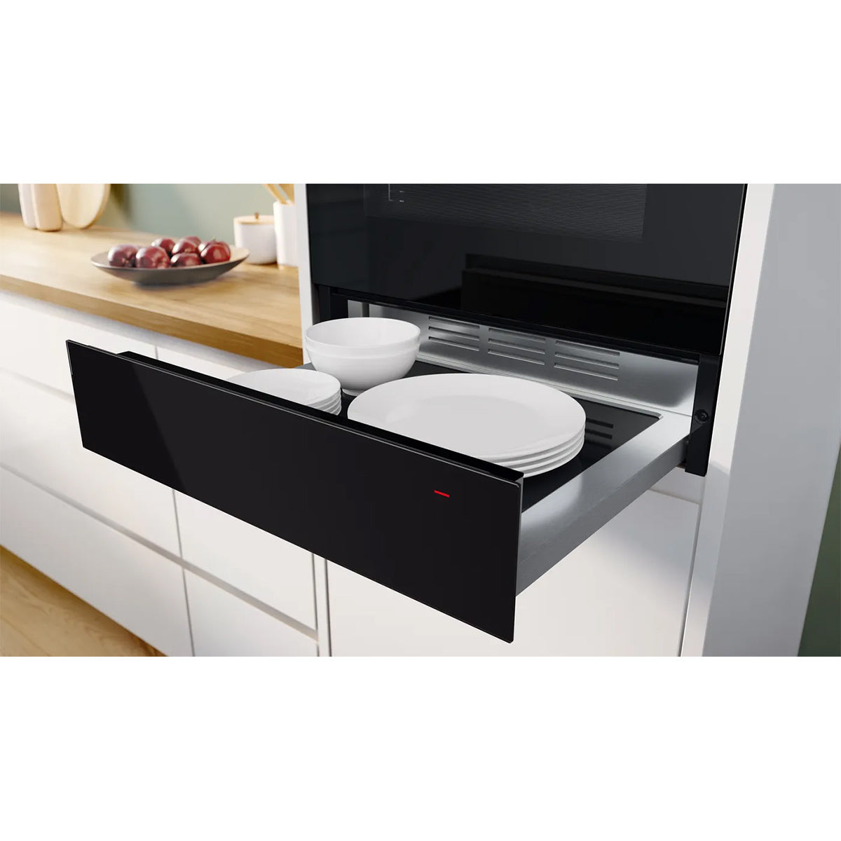 Bosch BIC7101B1B Series 8 Built-In Warming Drawer, Push & Pull Mechanism, 59.4cm Wide - Black