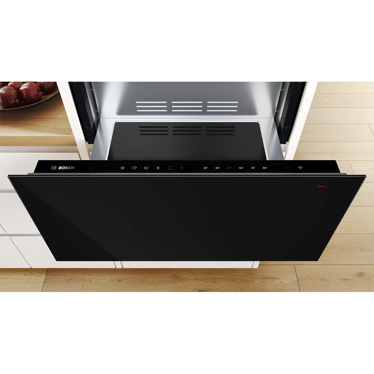 Bosch BID7101B1B Series 8 Built-In Warming Drawer, Push & Pull Mechanism, 59.4cm Wide - Black