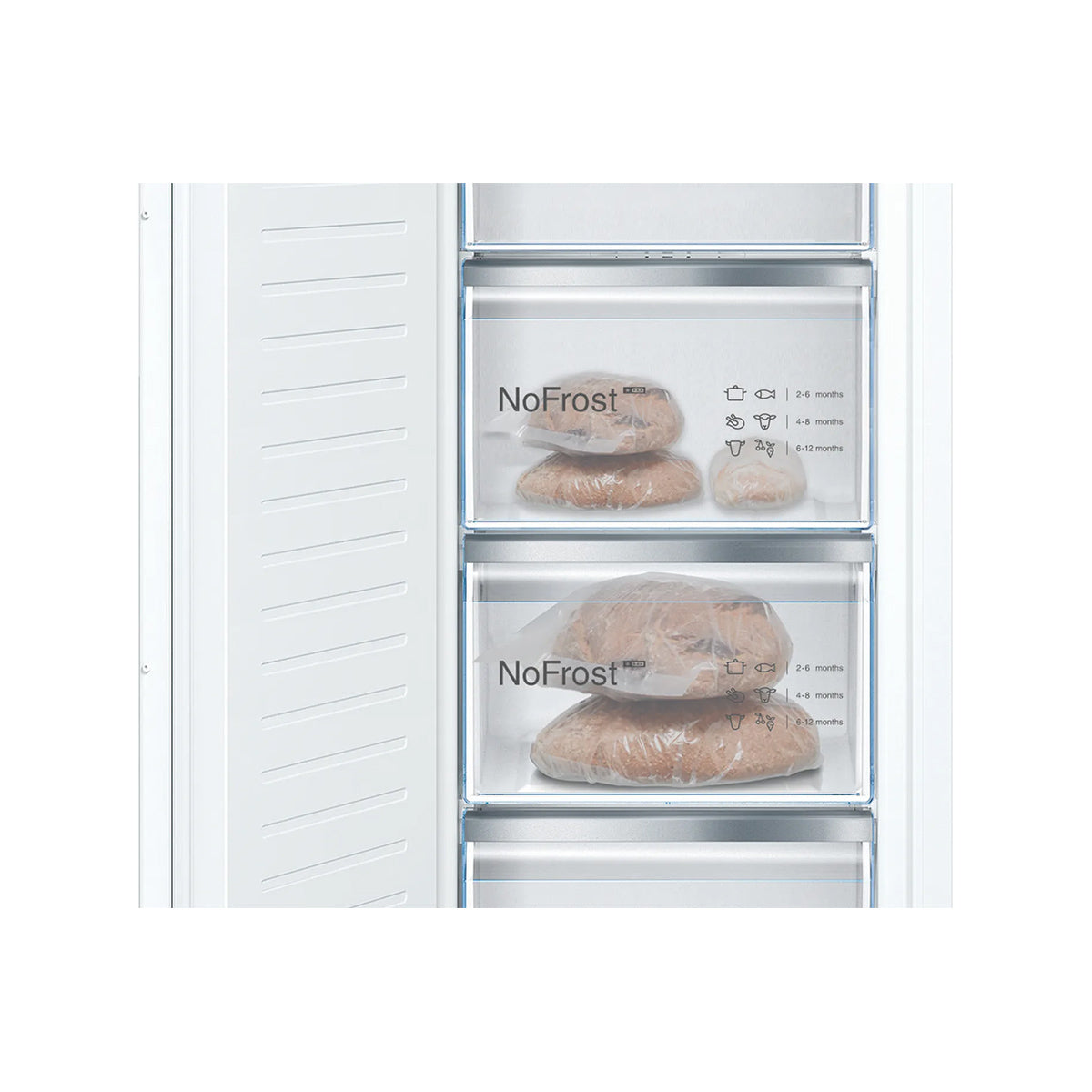 Bosch GIN81VEE0G Series 4 Built-In Freezer, 212 Litre, No Frost, 55.8cm Wide - Flat Hinge