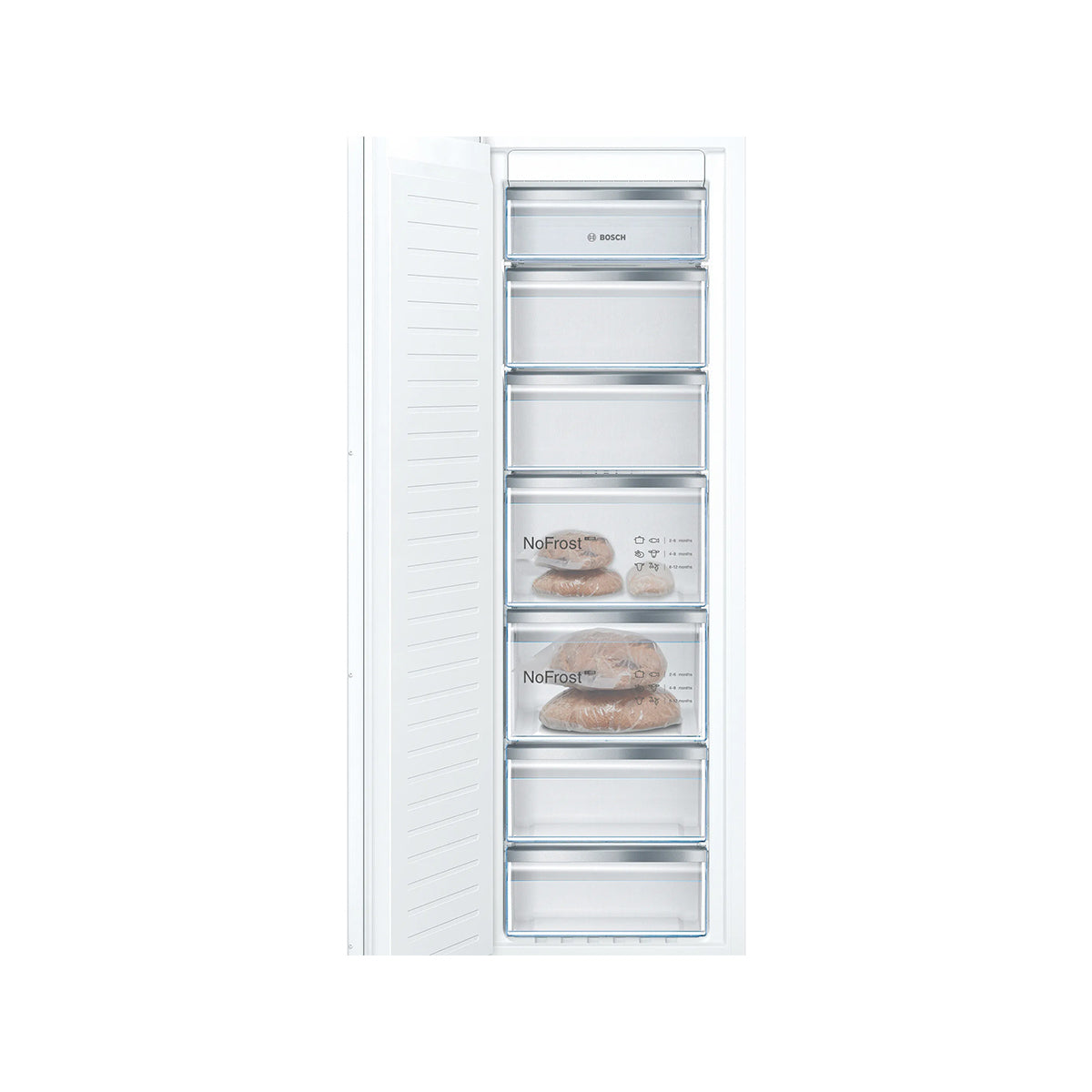 Bosch GIN81VEE0G Series 4 Built-In Freezer, 212 Litre, No Frost, 55.8cm Wide - Flat Hinge