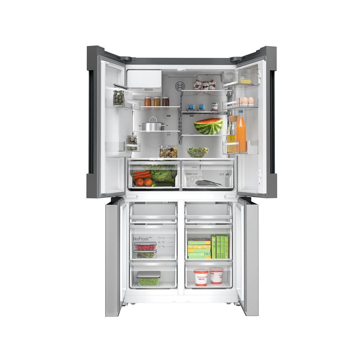 Bosch KFD96APEA Series 6 Multi Door American Fridge Freezer, 375/199 Litre, Total No Frost, 90.5cm Wide - Brushed Stainless Steel, Anti-Fingerprint
