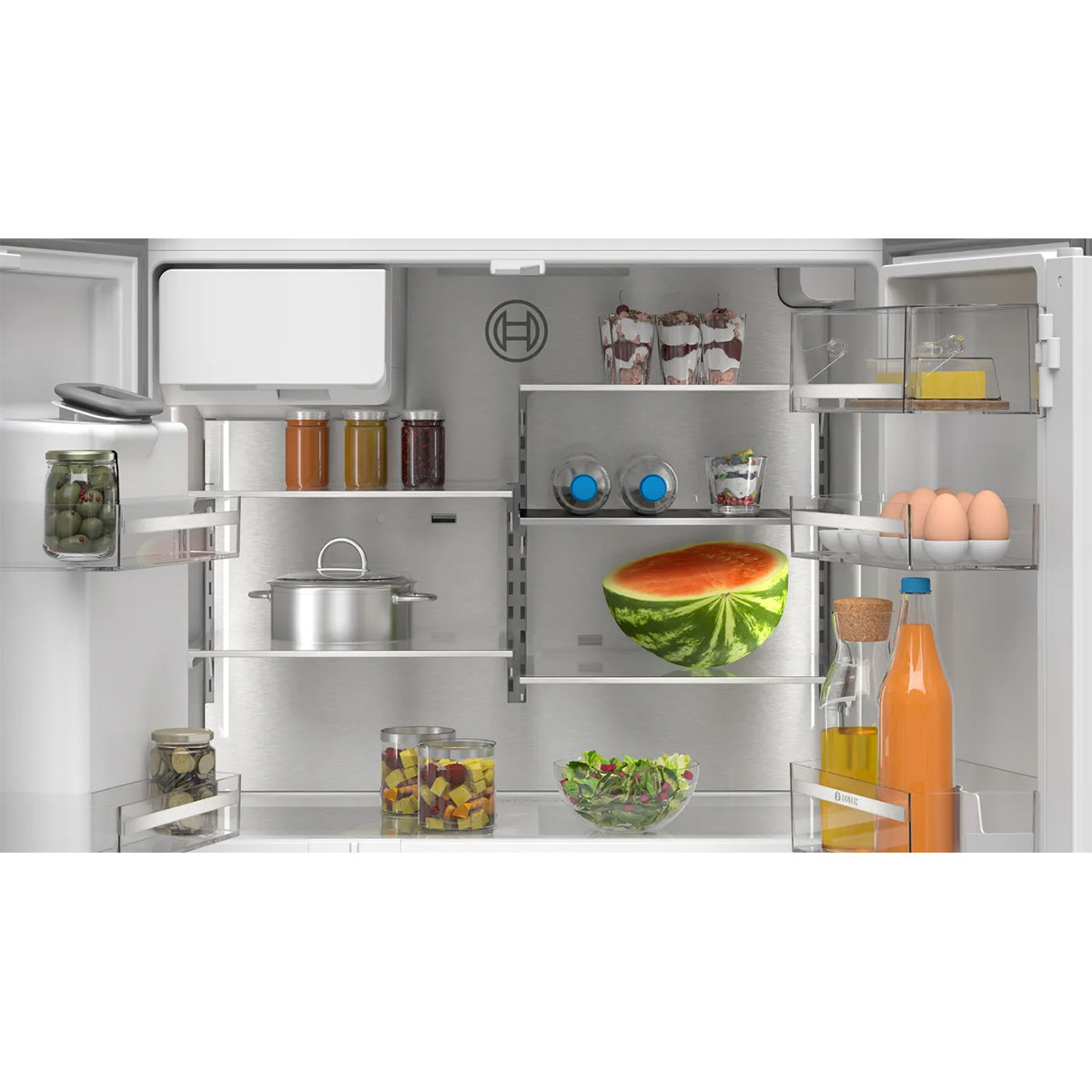Bosch KFD96APEA Series 6 Multi Door American Fridge Freezer, 375/199 Litre, Total No Frost, 90.5cm Wide - Brushed Stainless Steel, Anti-Fingerprint