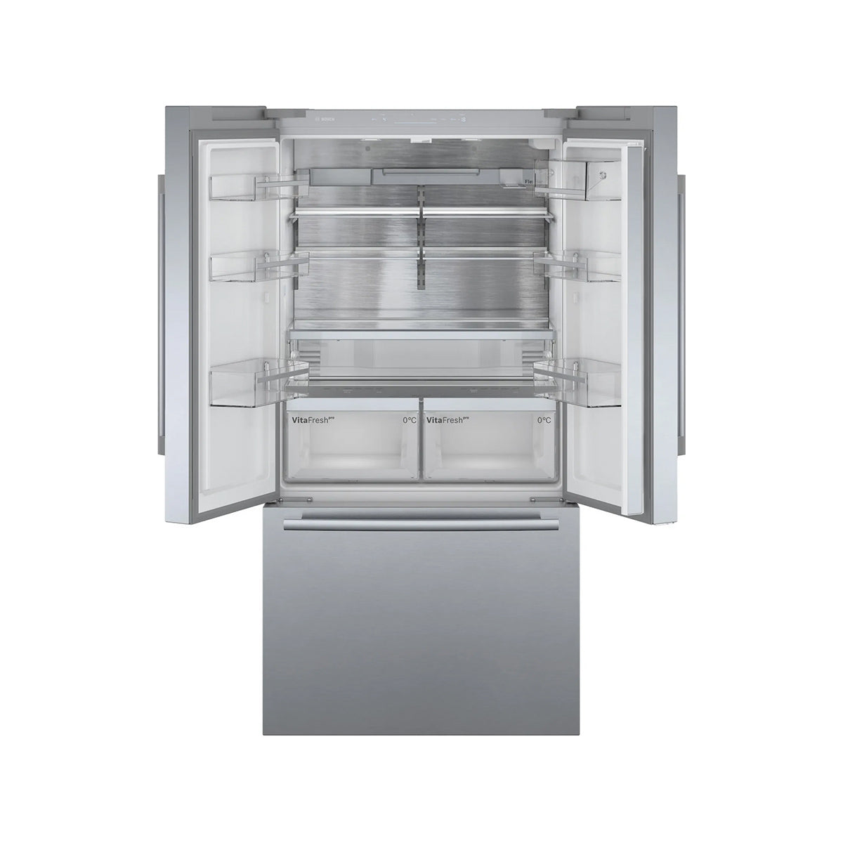Bosch KFF96PIEP Series 8 Multi Door American Style Fridge Freezer, 402/171 Litre, Total No Frost, 90.5cm Wide - Brushed Stainless Steel, Anti-Fingerprint