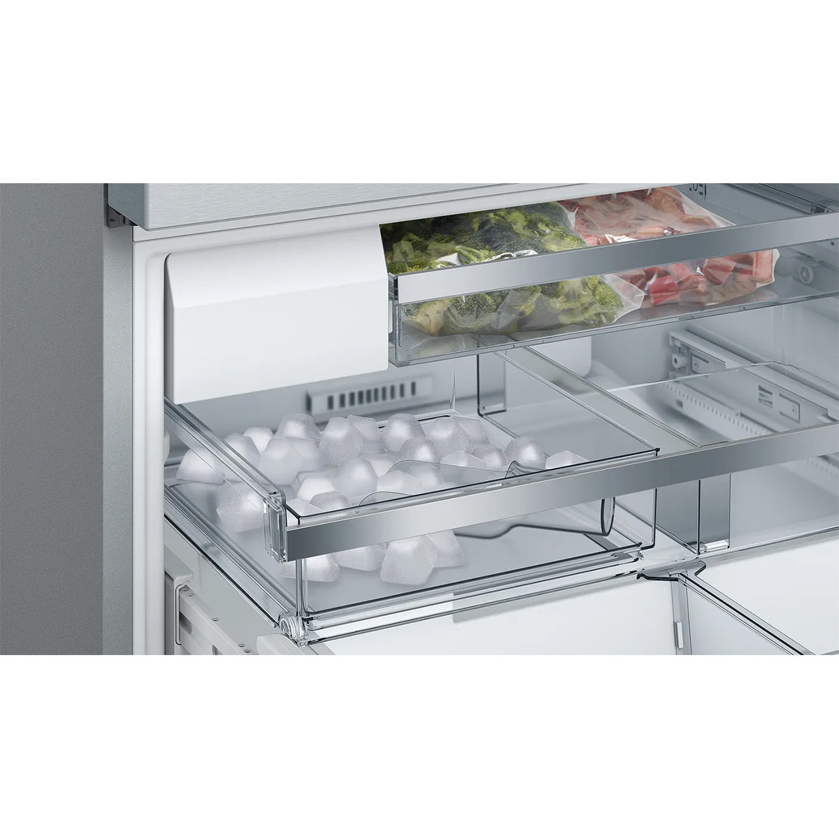 Bosch KFF96PIEP Series 8 Multi Door American Style Fridge Freezer, 402/171 Litre, Total No Frost, 90.5cm Wide - Brushed Stainless Steel, Anti-Fingerprint
