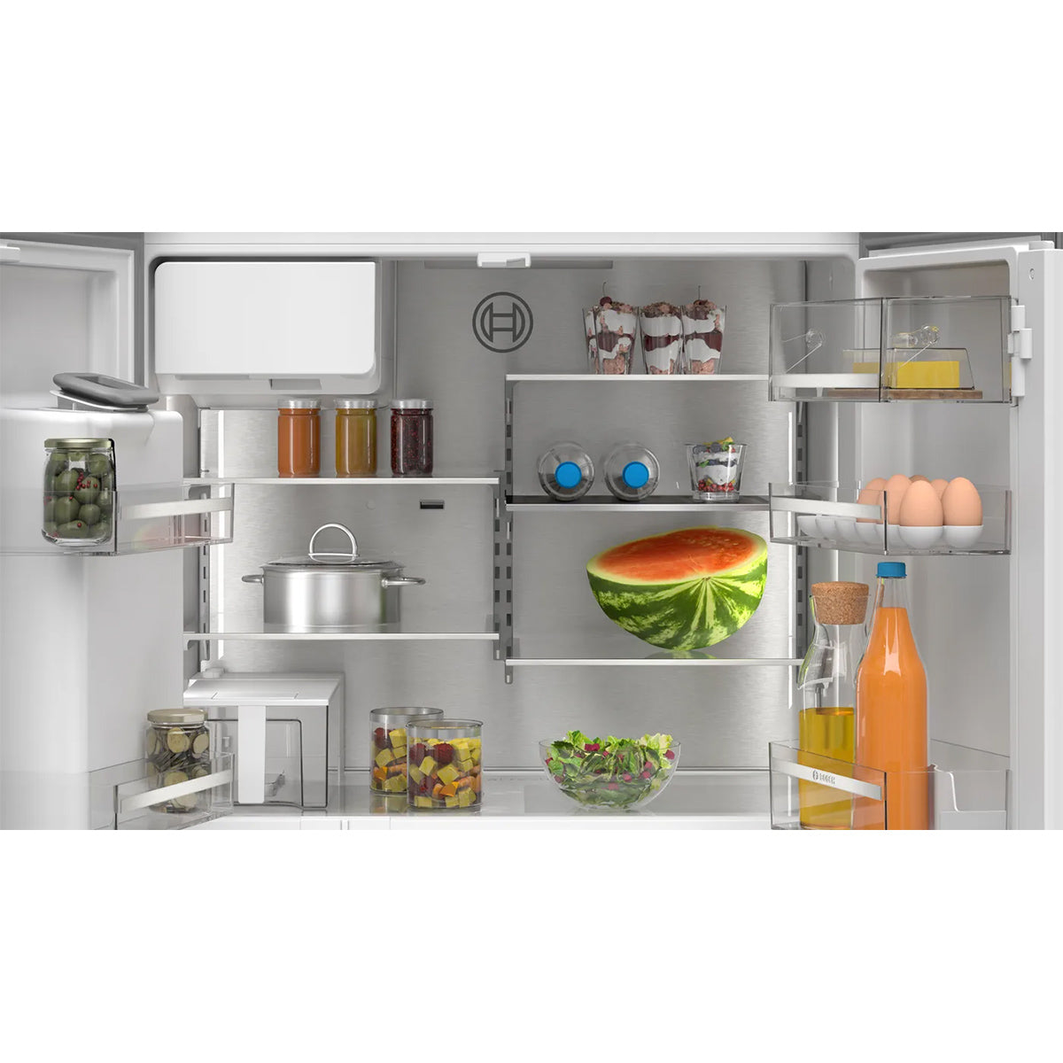 Bosch KFI96APEAG Series 6 Multi Door American Fridge Freezer, 375/199 Litre, Total No Frost, 90.5cm Wide - Brushed Stainless Steel, Anti-Fingerprint