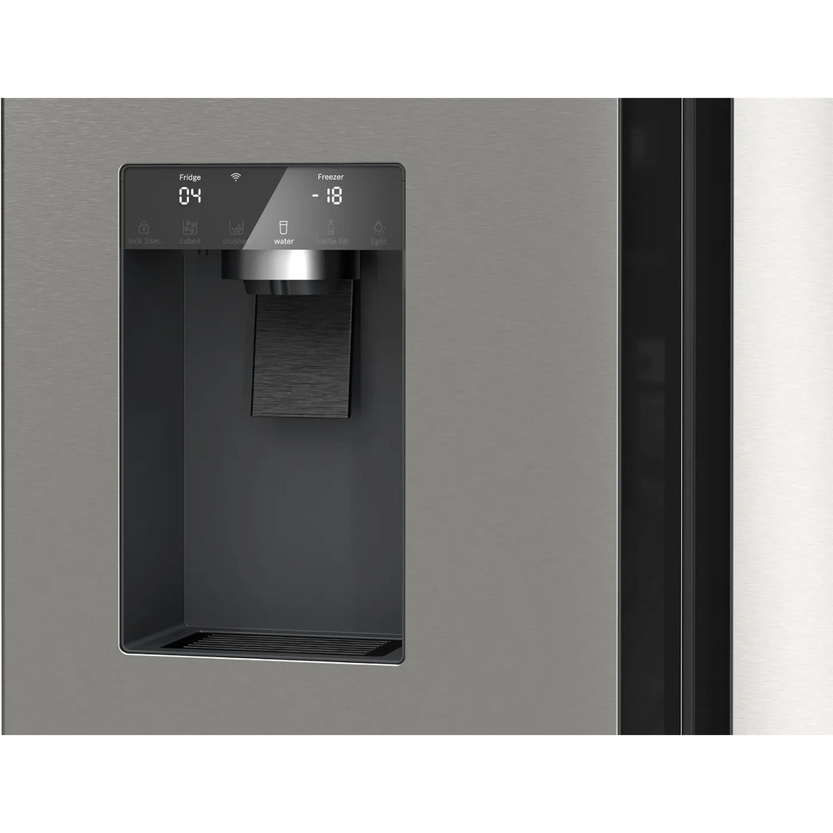 Bosch KFI96APEAG Series 6 Multi Door American Fridge Freezer, 375/199 Litre, Total No Frost, 90.5cm Wide - Brushed Stainless Steel, Anti-Fingerprint
