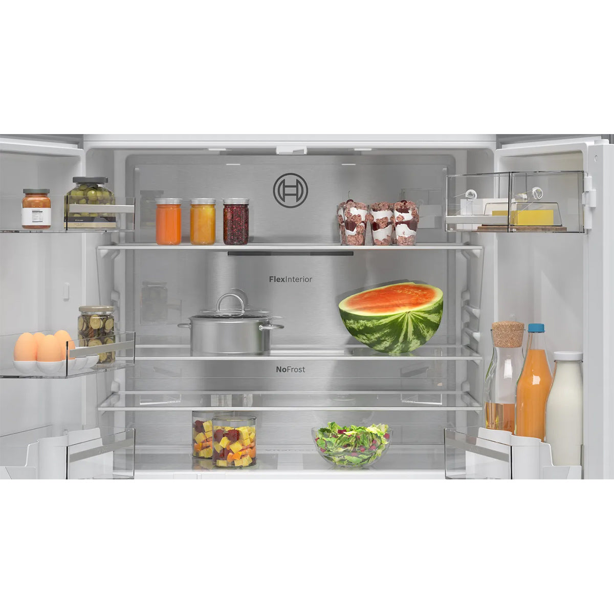 Bosch KFN96APEAG Series 4 Multi Door American Fridge Freezer, 405/200 Litre, Total No Frost, 90.5cm Wide - Brushed Stainless Steel, Anti-Fingerprint