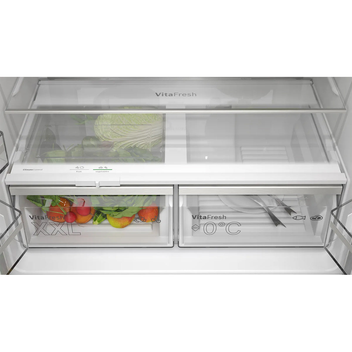 Bosch KFN96APEAG Series 4 Multi Door American Fridge Freezer, 405/200 Litre, Total No Frost, 90.5cm Wide - Brushed Stainless Steel, Anti-Fingerprint