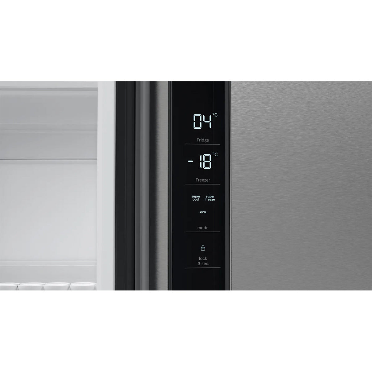 Bosch KFN96VPEAG Series 4 Multi Door American Style Fridge Freezer, 405/200 Litre, Total No Frost, 90.5cm Wide - Brushed Stainless Steel, Anti-Fingerprint