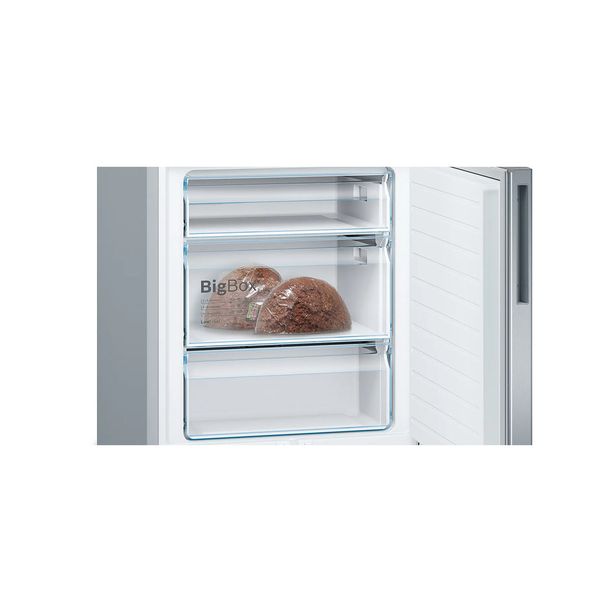 Bosch KGE49AICAG Series 6 Freestanding Fridge Freezer with Freezer at Bottom, 302/117 Litre, 70/30 Split, 70cm Wide - Brushed Stainless Steel, Anti-Fingerprint
