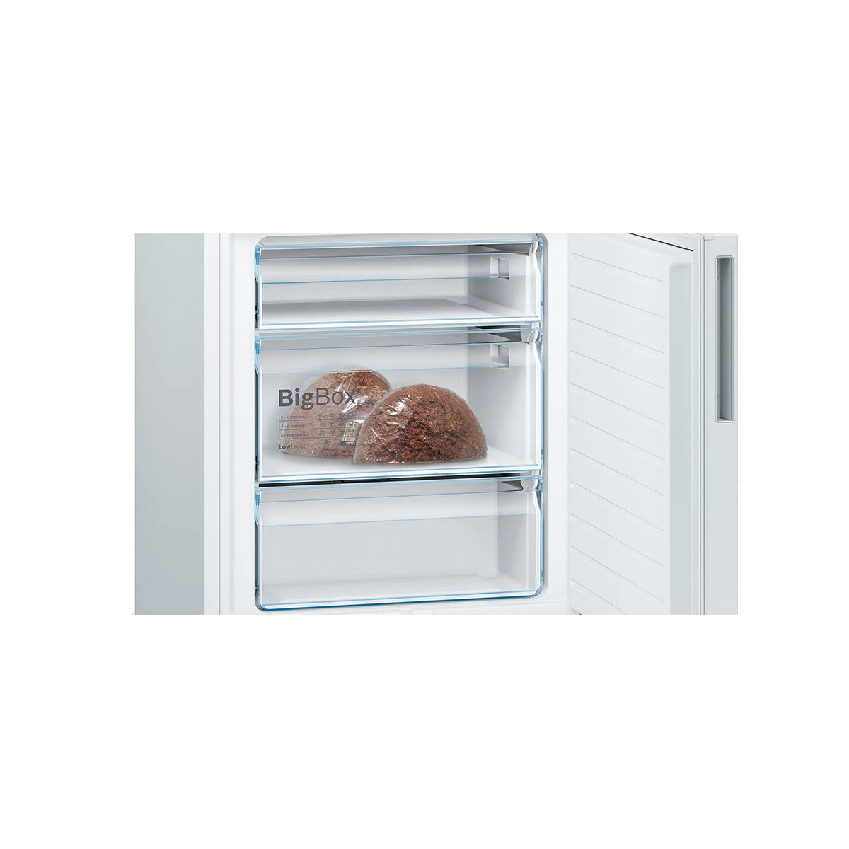 Bosch KGE49AWCAG Series 6 Freestanding Fridge Freezer with Freezer at Bottom, 302/117 Litre, 70cm Wide - White