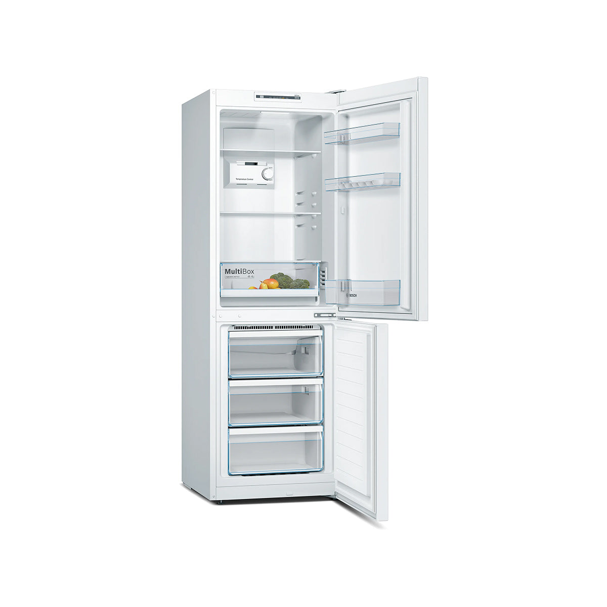 Bosch KGN33NWEBG Series 2 Freestanding Fridge Freezer with Freezer at Bottom, 193/89 Litre, 60cm Wide - White