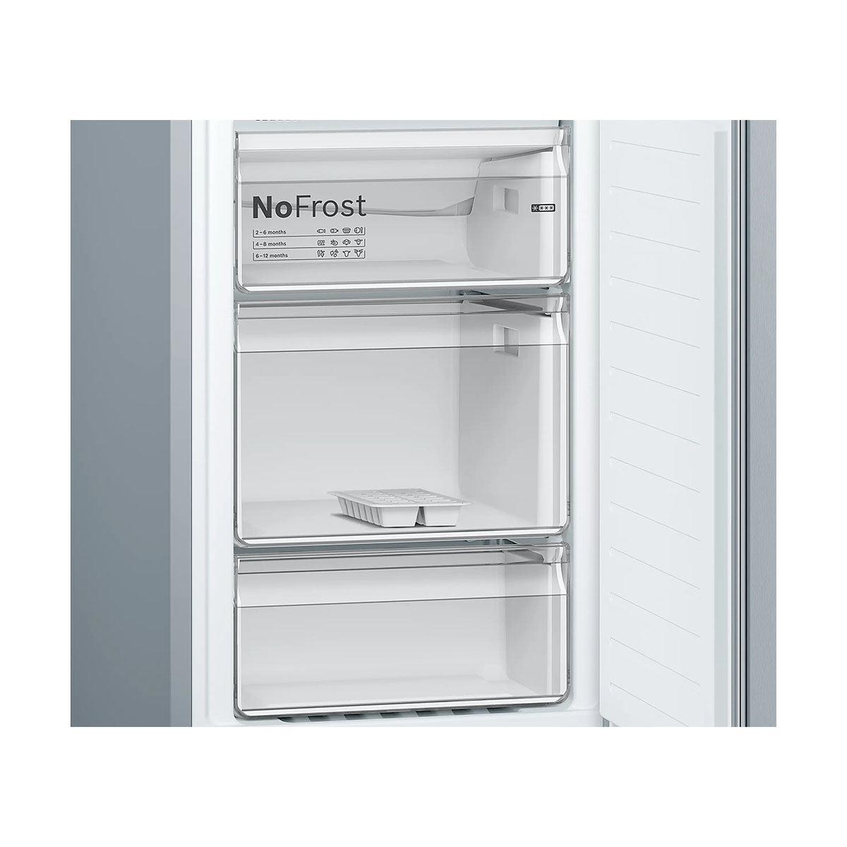 Bosch KGN34NLEAG Series 2 Freestanding Fridge Freezer With Freezer At Bottom, 193/107 Litre, No Frost, 60cm Wide - Stainless Steel Look