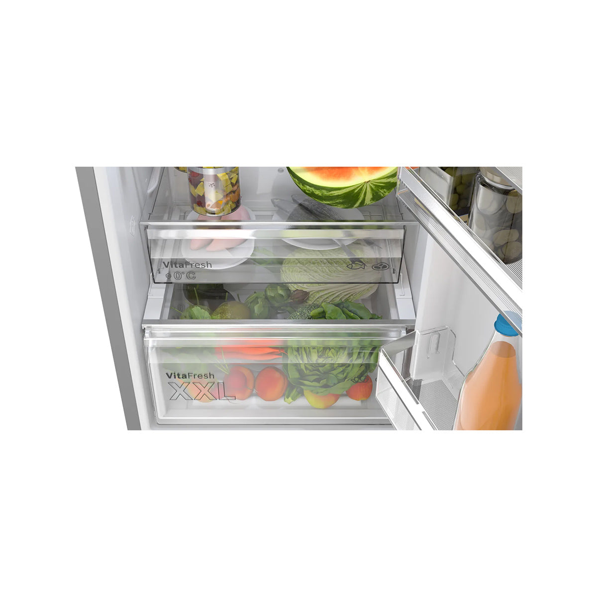 Bosch KGN362LDFG Series 4 Freestanding Fridge Freezer with Freezer at Bottom, 218/103 Litre, 60/40 Split, 60cm Wide - Stainless Steel Look
