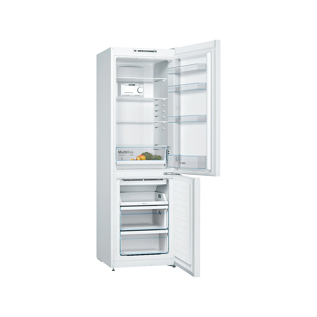 Bosch KGN36NWEAG Series 2 Freestanding Fridge Freezer with Freezer at Bottom, 216/89 Litre, Total No Frost, 60cm Wide - White