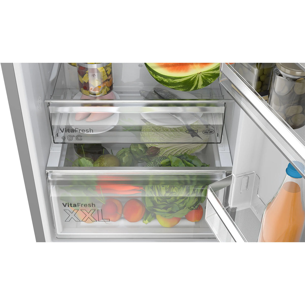 Bosch KGN392LAGG Series 4 Freestanding Fridge Freezer With Freezer At Bottom, 260/103 Litre, No Frost, 60cm Wide - Stainless Steel Look