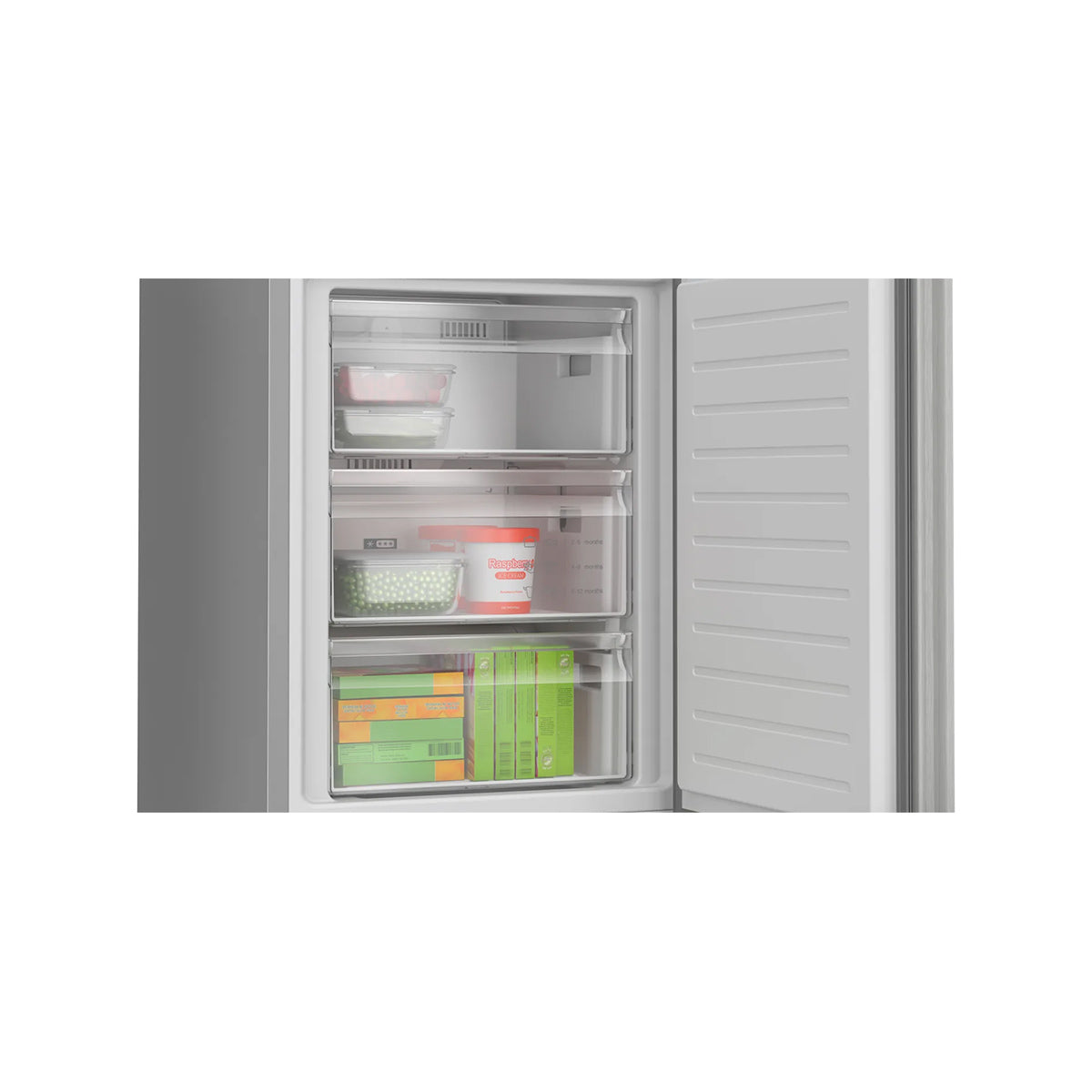 Bosch KGN392LBFG Series 4 Freestanding Fridge Freezer with Freezer at Bottom, 260/103 Litre, 60cm Wide - Stainless Steel Look
