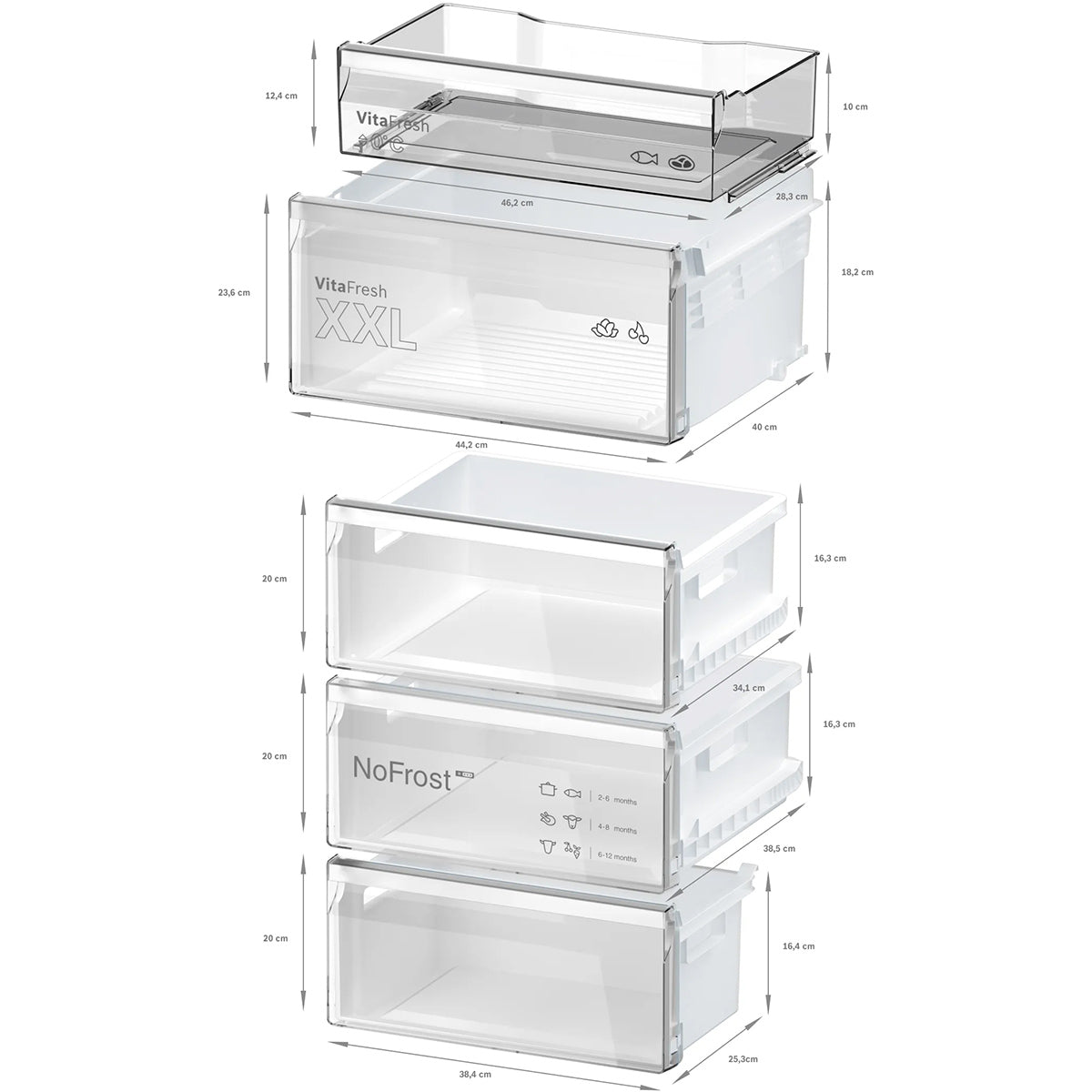Bosch KGN392LBFG Series 4 Freestanding Fridge Freezer with Freezer at Bottom, 260/103 Litre, 60cm Wide - Stainless Steel Look