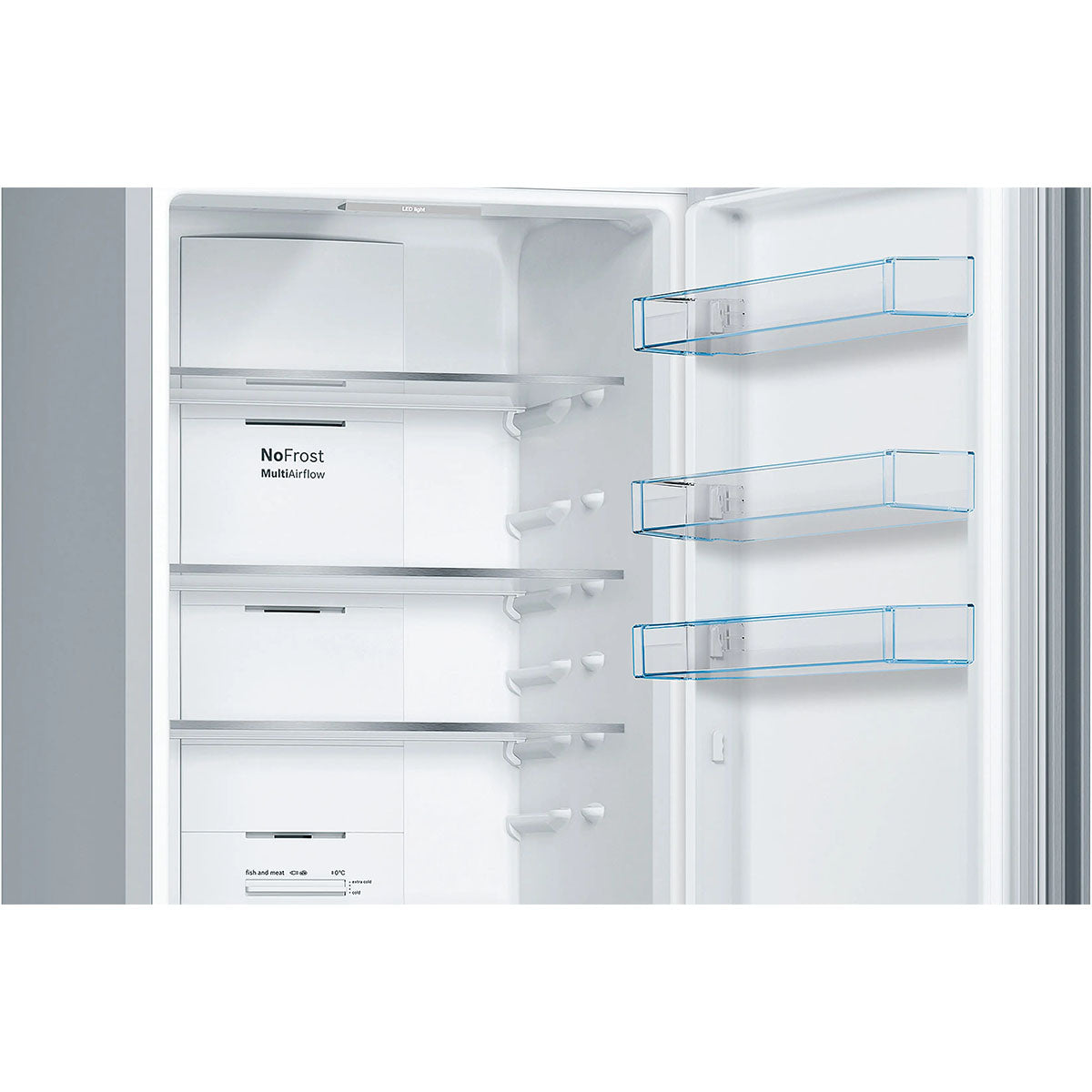 Bosch KGN392LEBG Series 4 Freestanding Fridge Freezer With Freezer At Bottom, 279/89 Litre, 60cm Wide - Stainless Steel Look