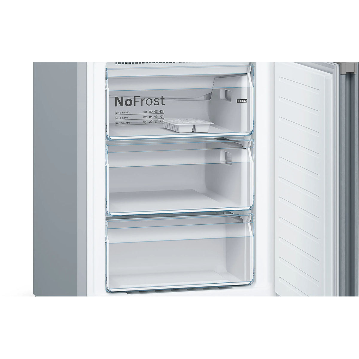 Bosch KGN392LEBG Series 4 Freestanding Fridge Freezer With Freezer At Bottom, 279/89 Litre, 60cm Wide - Stainless Steel Look