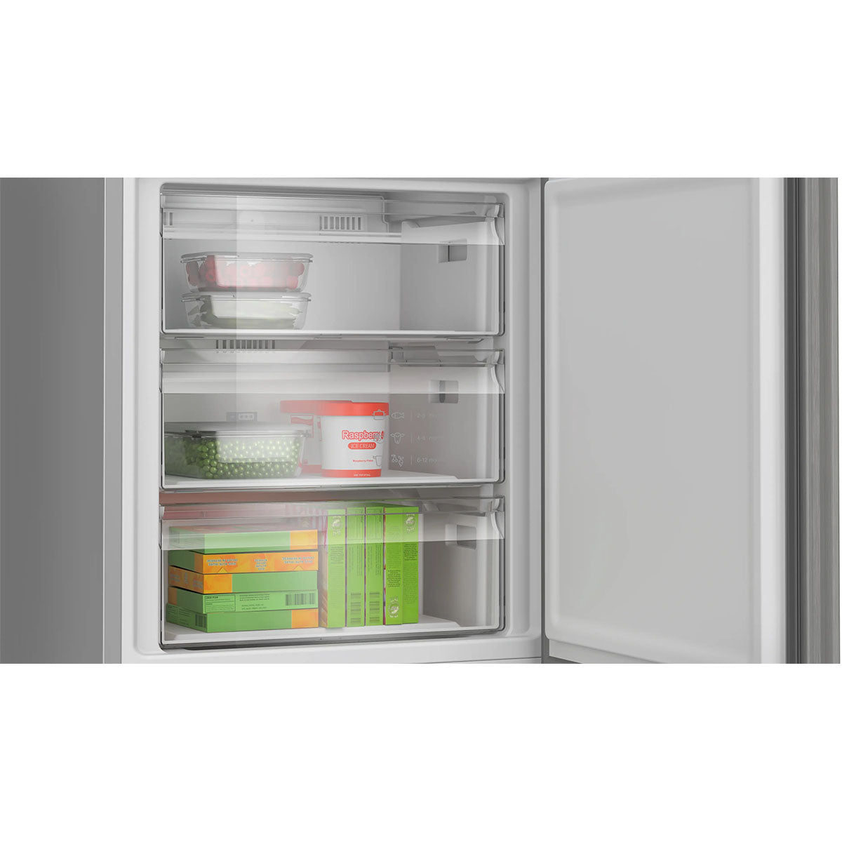 Bosch KGN492LDFG Series 4 Freestanding Fridge Freezer With Freezer At Bottom, 311/129 Litre, No Frost, 70cm Wide - Stainless Steel Look