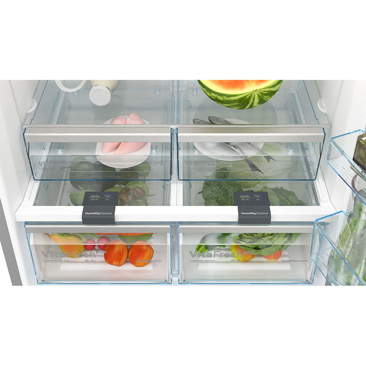 Bosch KGN86VIEAG Series 4 Freestanding Fridge Freezer With Freezer At Bottom, 479/152 Litre, Total No Frost, 86cm Wide - Stainless Steel