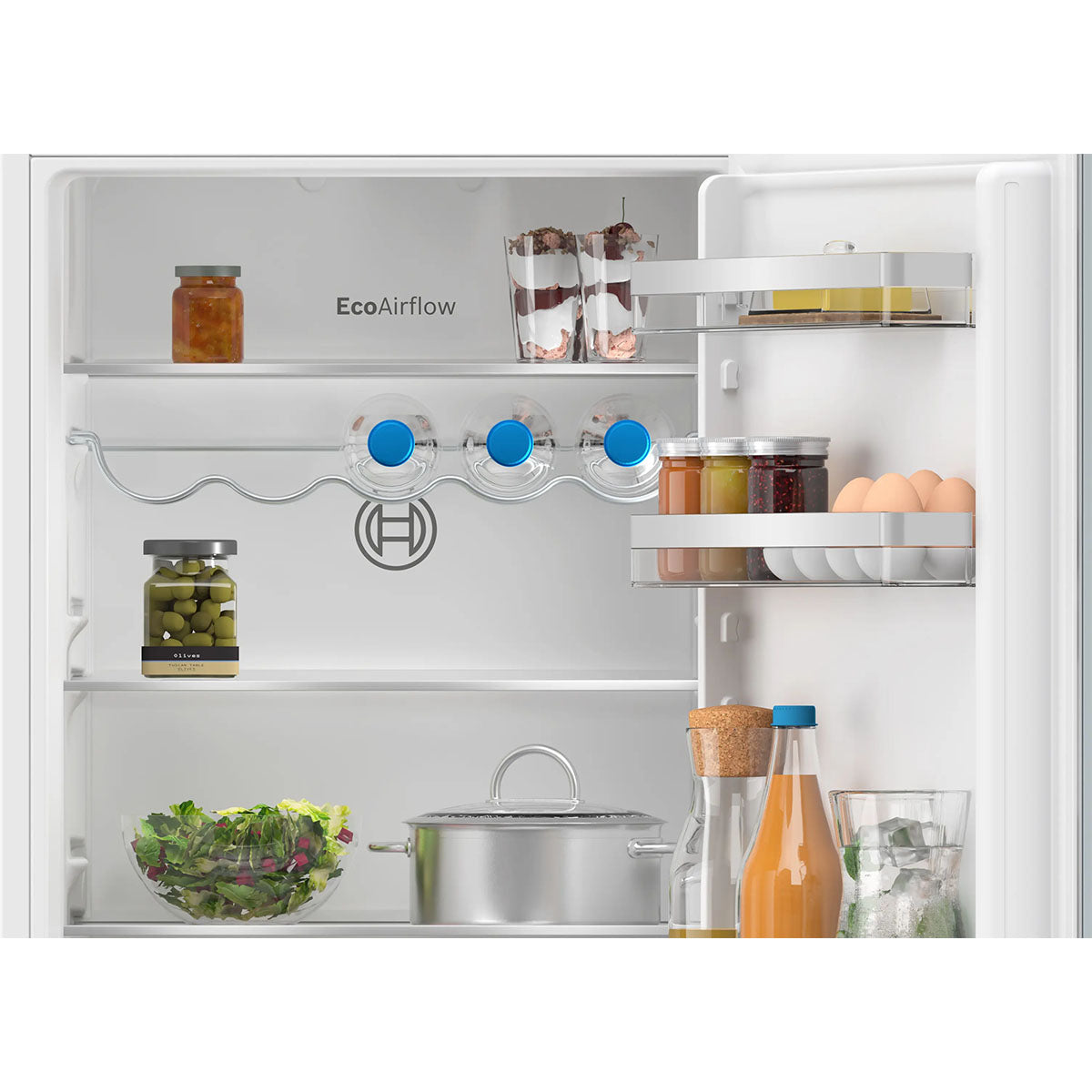 Bosch KIN86VSE0G Series 4 Built-In Fridge Freezer With Freezer At Bottom, 184/76 Litre, No Frost, 54.1cm Wide - Sliding Hinge