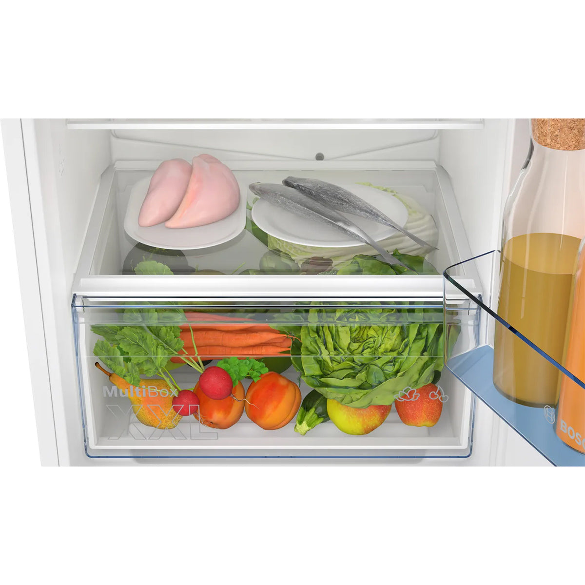 Bosch KIN96NSE0G Series 2 Built-In Fridge Freezer with Freezer at Bottom, 215/75 Litre, 54.1cm Wide - Sliding Hinge