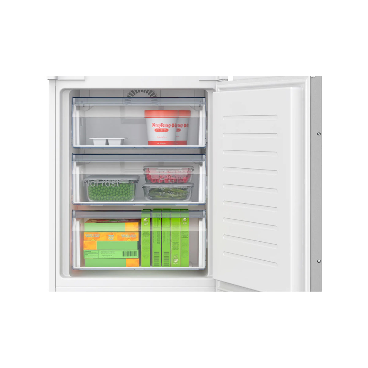 Bosch KIN96NSE0G Series 2 Built-In Fridge Freezer with Freezer at Bottom, 215/75 Litre, 54.1cm Wide - Sliding Hinge