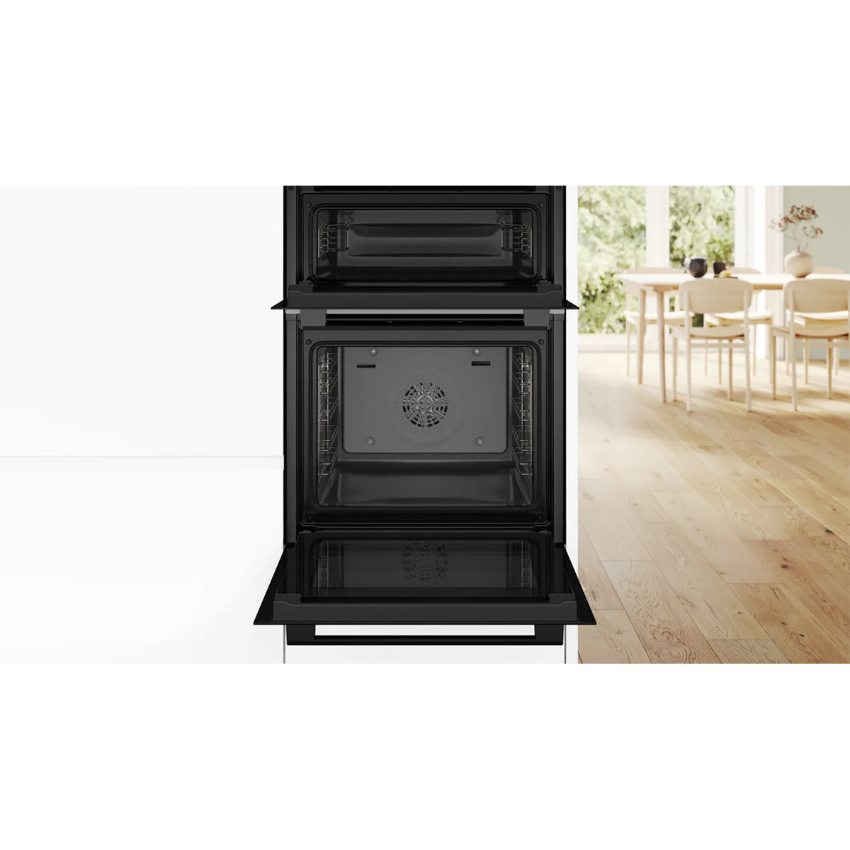 Bosch MBA533BB3B Series 4 Built-In Double Oven, 71/34 Litre, Red LED Display, 59.4cm Wide - Black