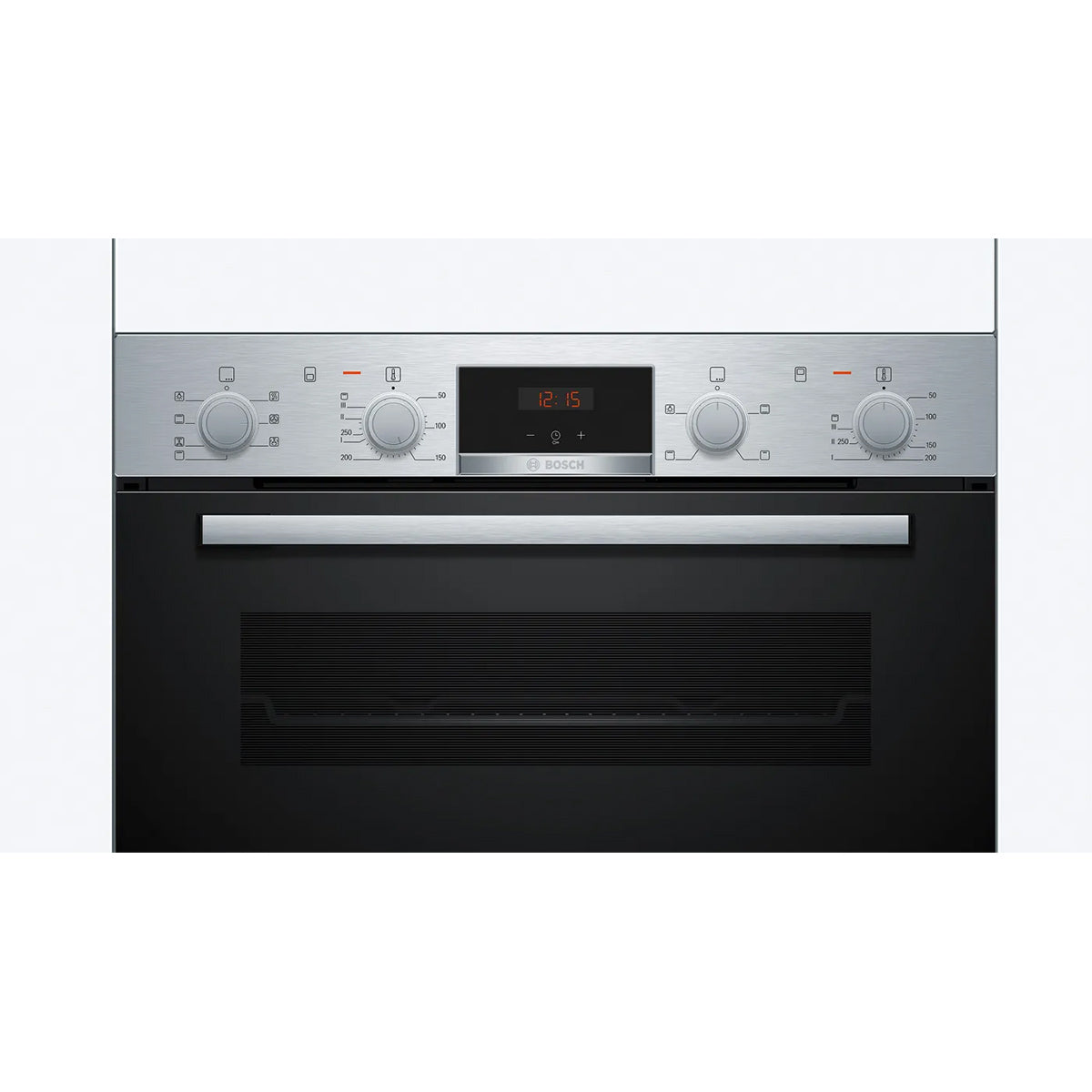 Bosch MBA533BS3B Series 4 Built-In Double Oven, 71/34 Litre, Flap Door, 59.4cm Wide - Stainless Steel