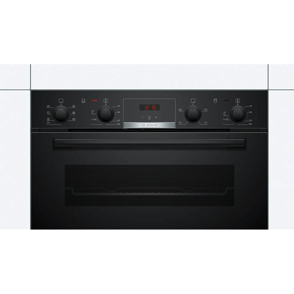 Bosch NBS533BB0B Series 4 Built-Under Double Oven, 47/34 Litre, Red Display, 59.4cm Wide - Black