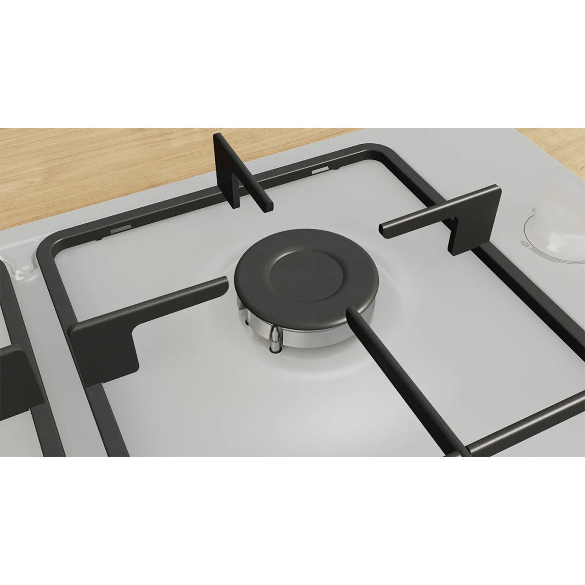 Bosch PBP6B2K60 Series 2 Gas Hob, 4 Burners, Knob Ignition, 58cm Wide - White, Enamel