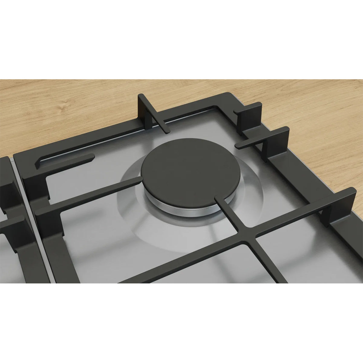 Bosch PCP6A5I90 Series 6 Gas Hob, 4 Burners, Knob Ignition, 58.2cm Wide - Stainless Steel