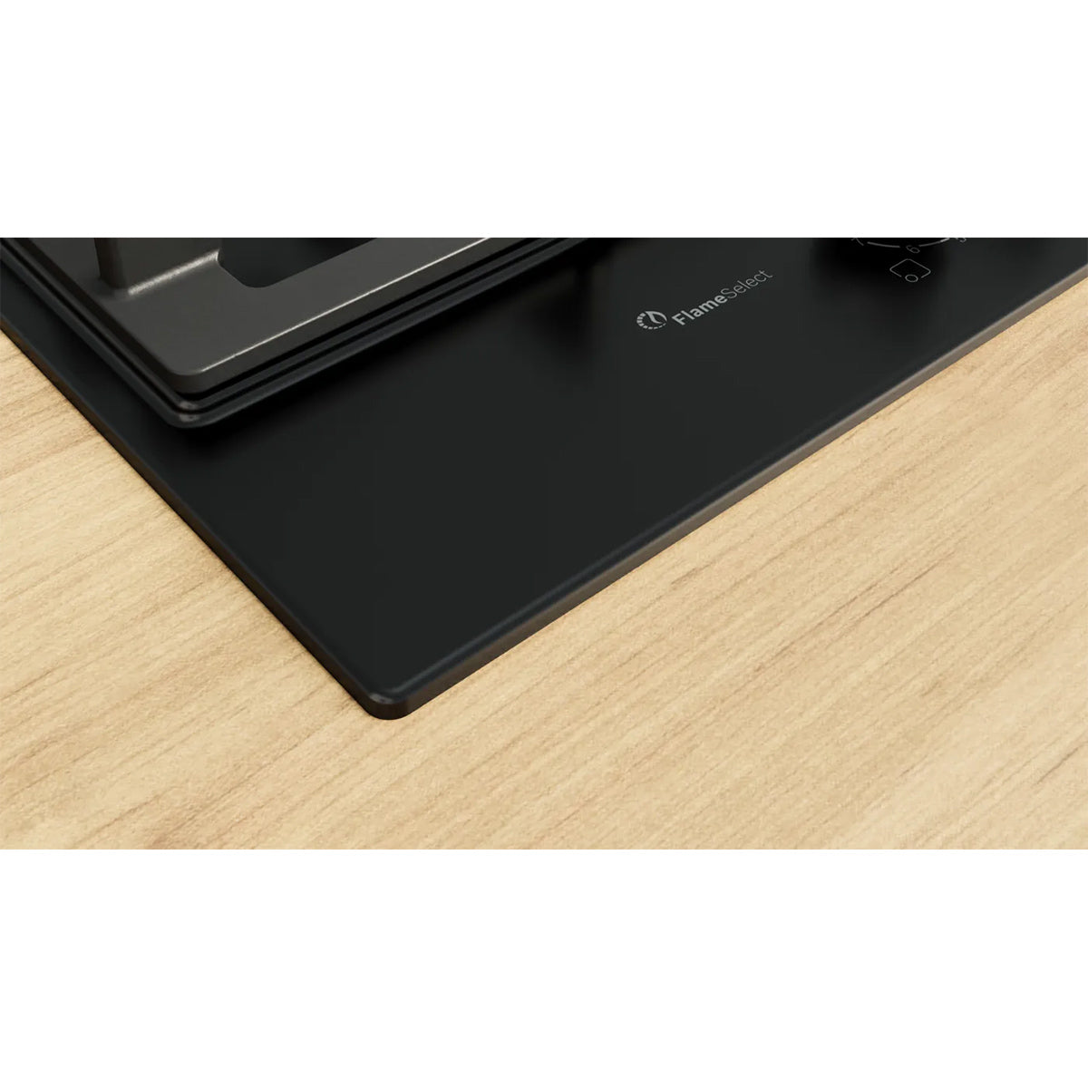 Bosch PCP6A6I90 Series 6 Gas Hob, 4 Burners, Knob Ignition, 58.2cm Wide - Black, Enamel