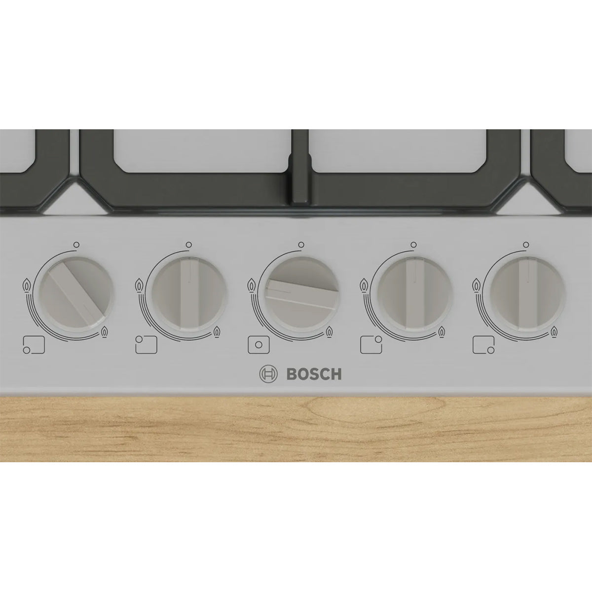 Bosch PGQ7B5K90 Series 4 Gas Hob, 5 Burners, Knob Ignition, 75cm Wide - Stainless Steel