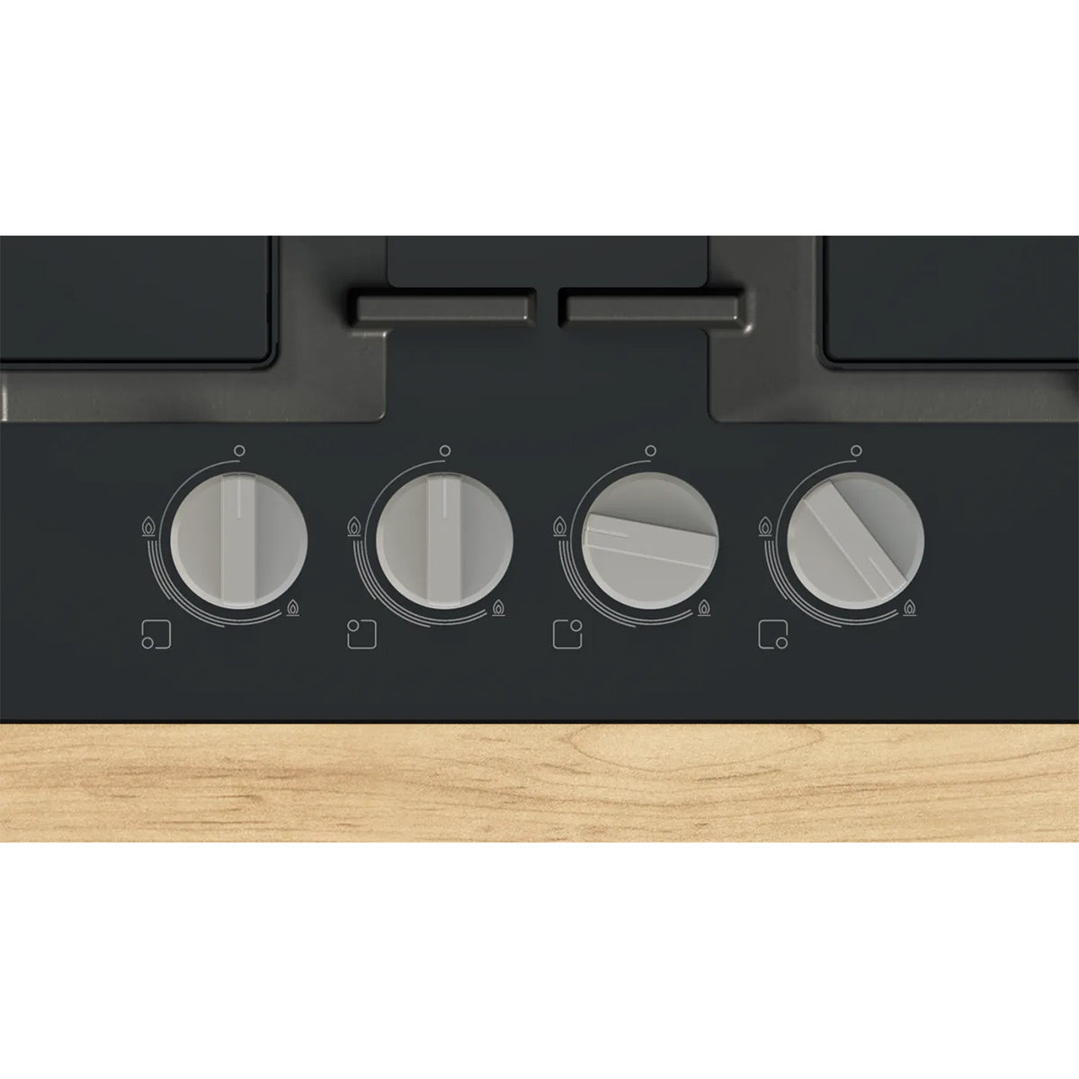 Bosch PNP6B6K40 Series 4 Gas Hob, 4 Burners, Knob Ignition, 59cm Wide - Tempered Glass, Black
