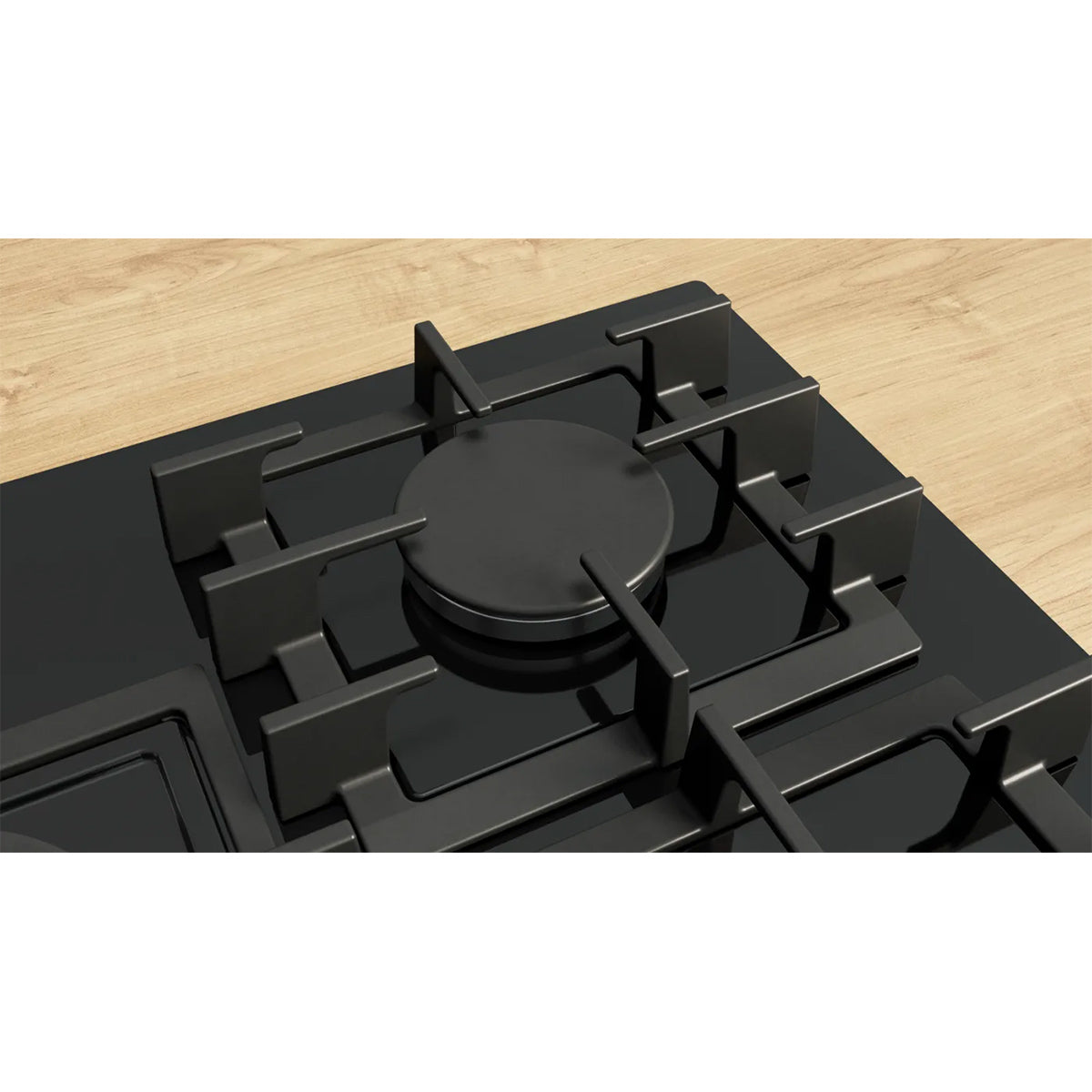 Bosch PPQ7A6I40 Series 6 Gas Hob, 5 Burners, Flush or Surface Mounted, Knob Ignition, 75.2cm Wide - Black, Tempered Glass