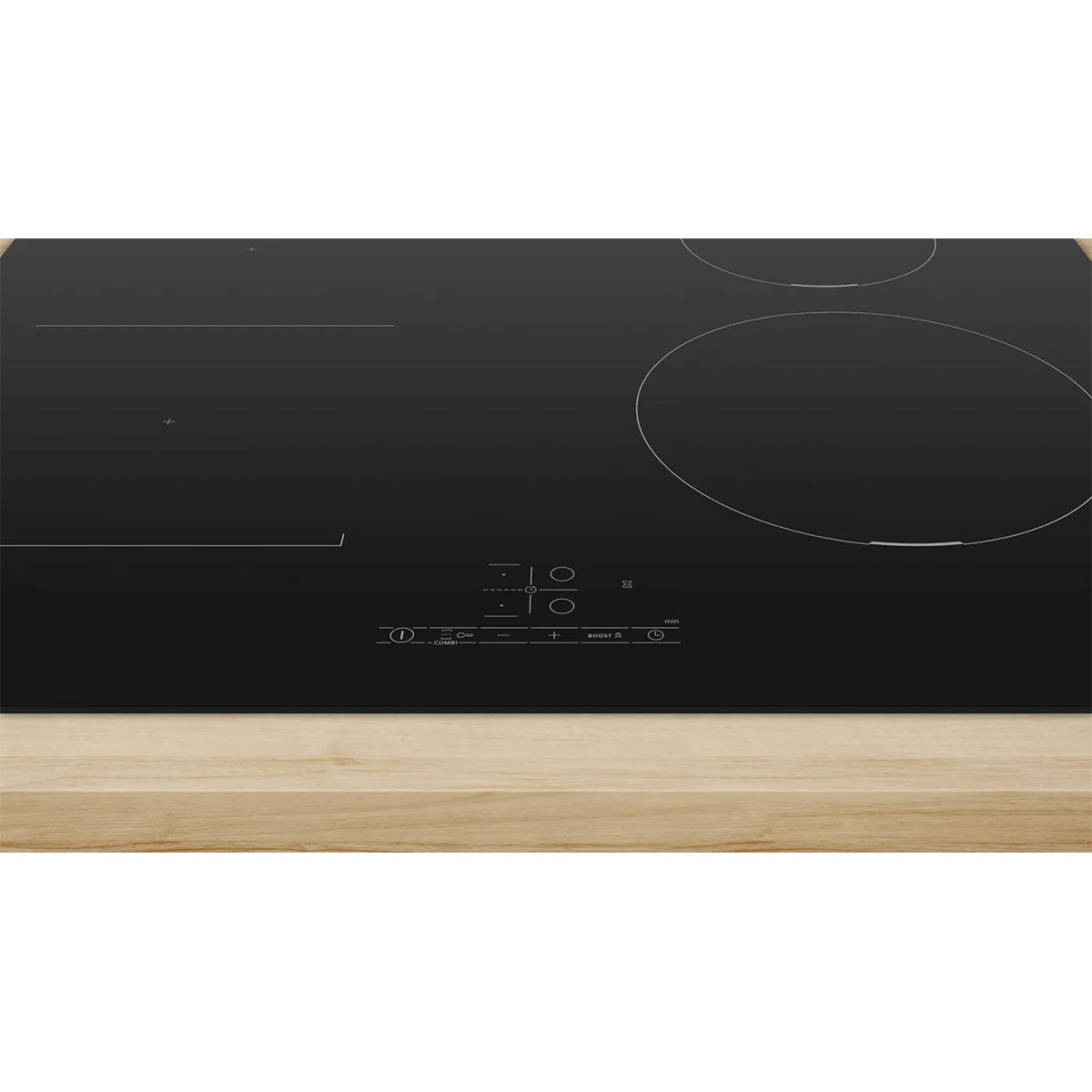 Bosch PWP611BB5B Series 4 Induction Hob, 4 Cooking Zones, Surface Mount Without Frame, 59.2cm Wide - Black, Ceramic Glass