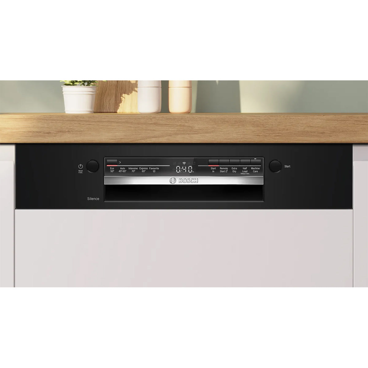 Bosch SMI2HTB02G Series 2 Semi-Integrated Dishwasher, 13 Place Settings, EcoSilence Drive, 60cm Wide - Black