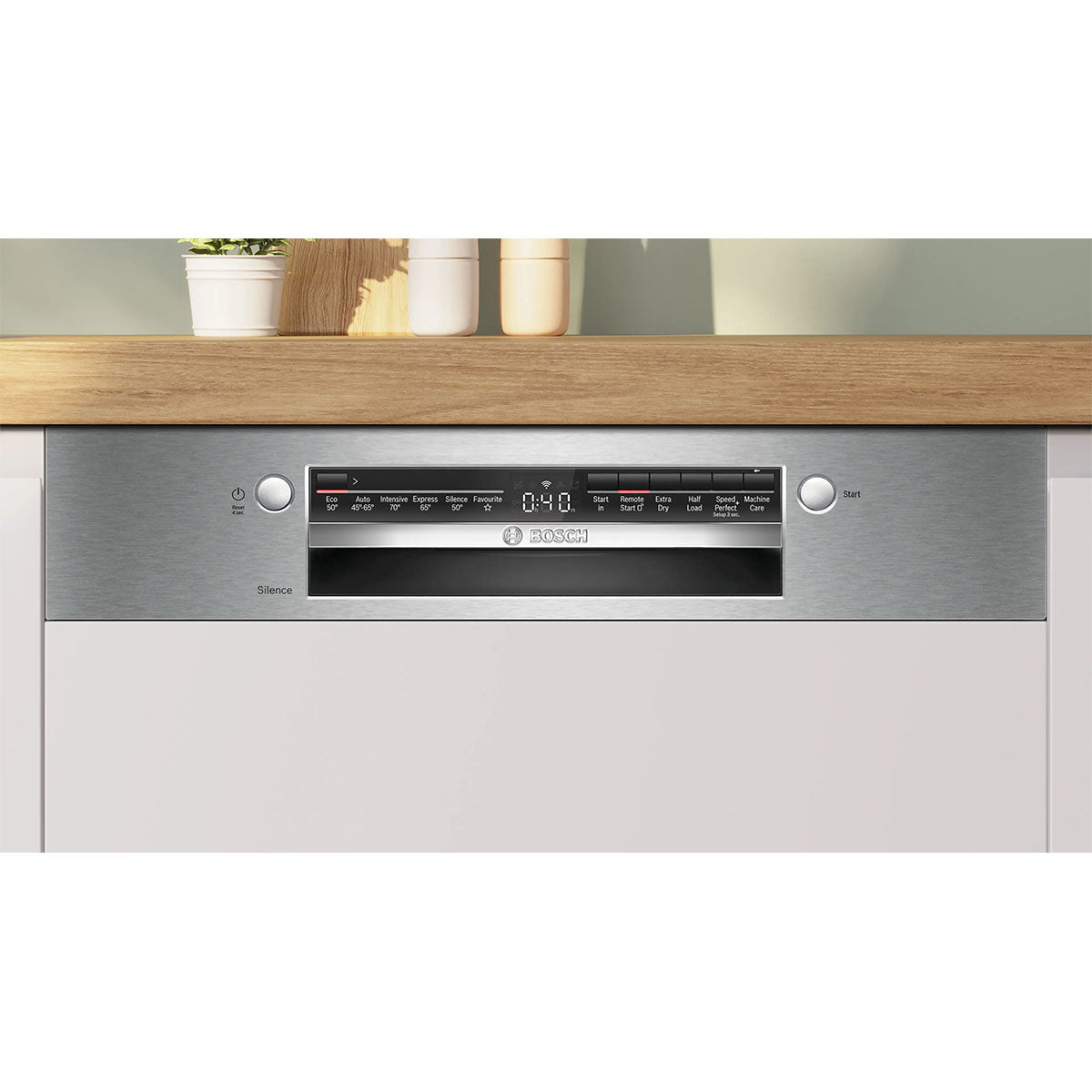 Bosch SMI2HTS06G Series 2 Semi-Integrated Dishwasher, 13 Place Settings, 59.8cm Wide - Stainless Steel