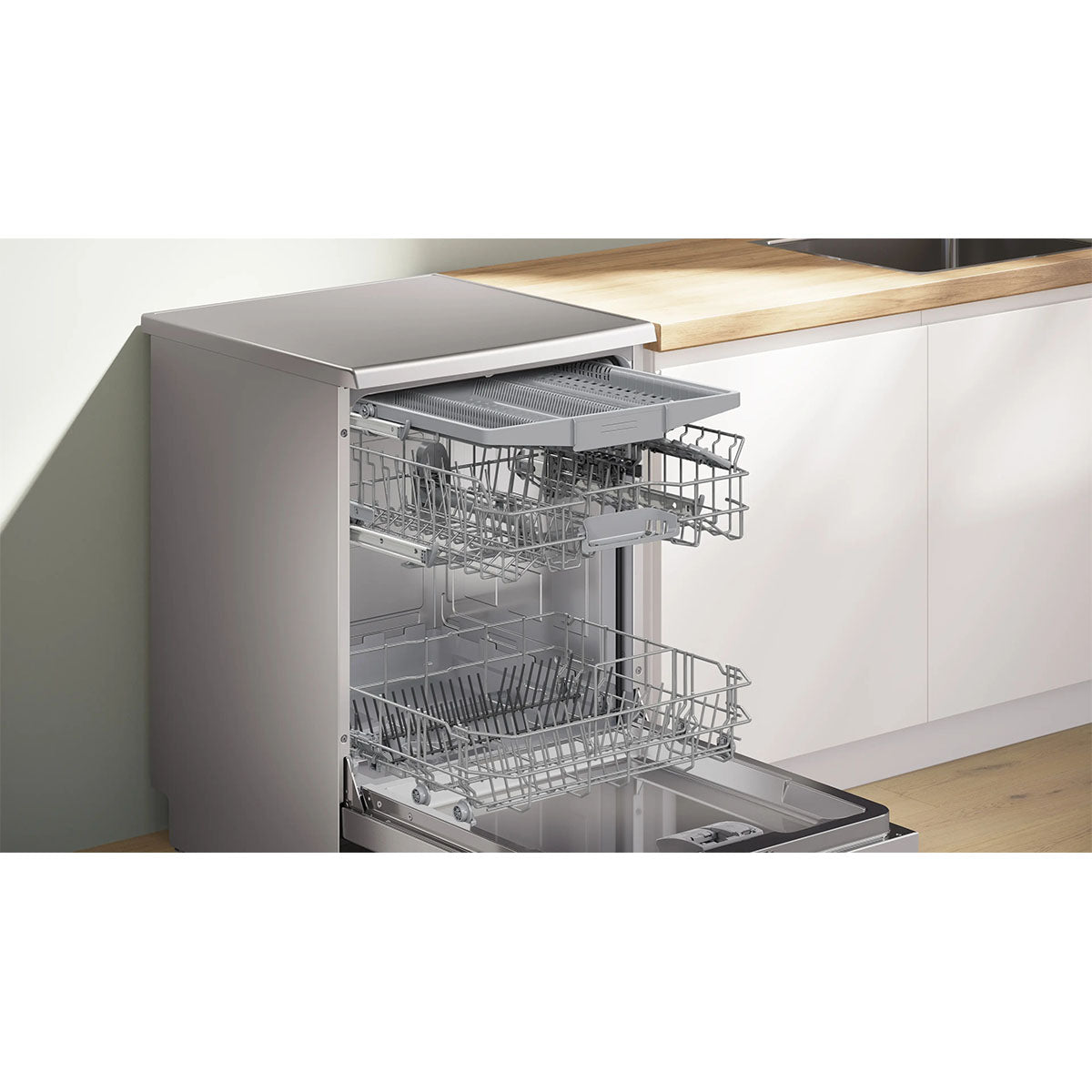 Bosch SMS2HVI06G Series 2 Freestanding Dishwasher, 14 Place Settings, 60cm Wide - Brushed Steel, Anti-Fingerprint