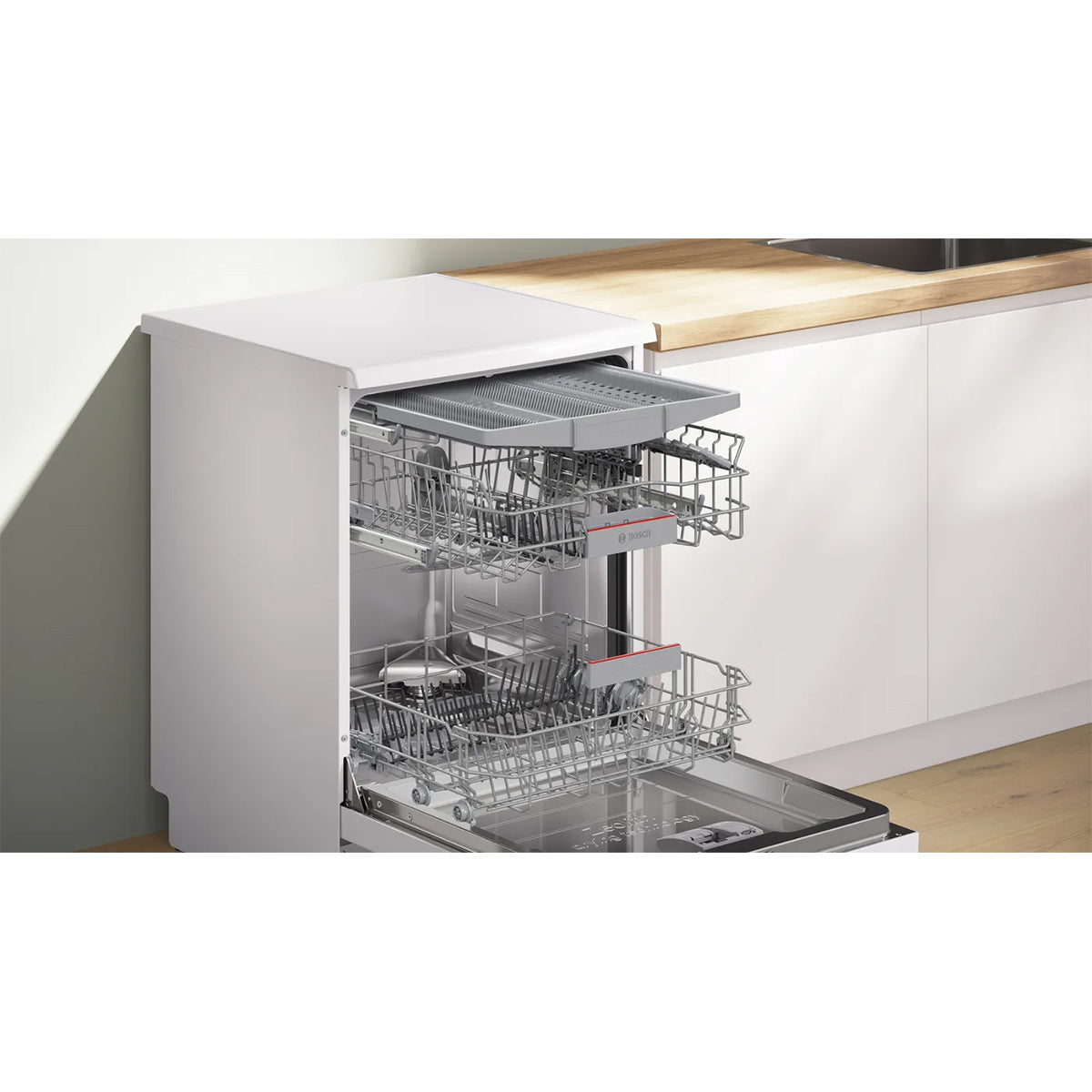 Bosch SMS6ZCW10G Series 6 Freestanding Dishwasher, 14 Place Settings, 6 Programmes, 60cm Wide - White