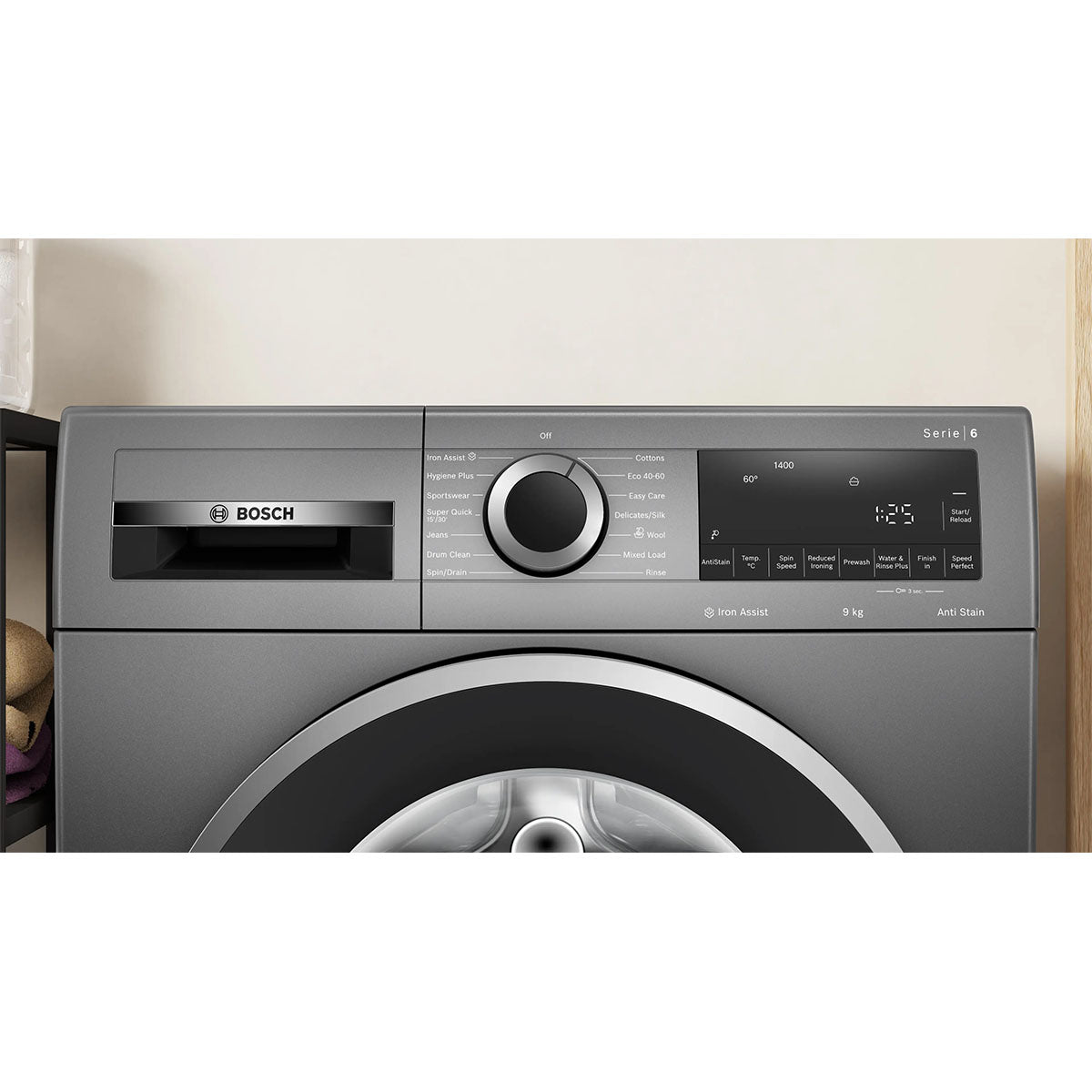 Bosch WGG244ZCGB Series 6 Freestanding Front Loader Washing Machine, 9Kg, 1400 rpm, 59.8cm Wide - Cast Iron Grey