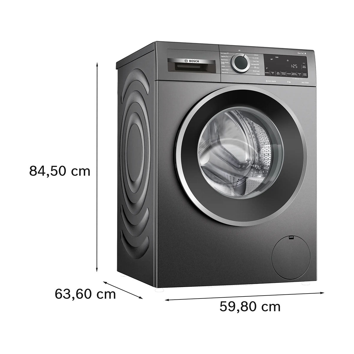 Bosch WGG244ZCGB Series 6 Freestanding Front Loader Washing Machine, 9Kg, 1400 rpm, 59.8cm Wide - Cast Iron Grey