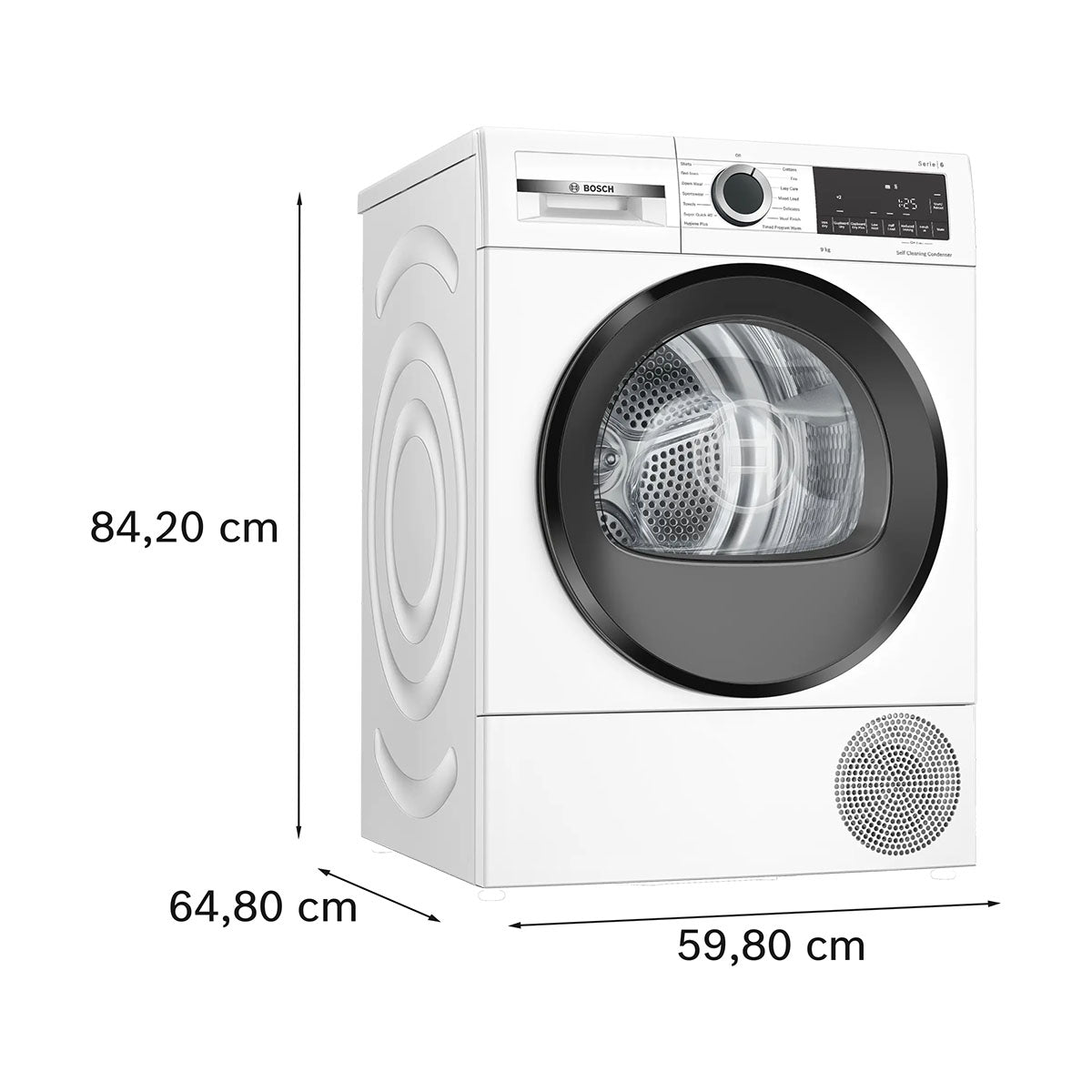 Bosch WQG24502GB Series 6 Heat Pump Tumble Dryer, 9Kg, Self-Cleaning Condenser, 59.8cm Wide - White