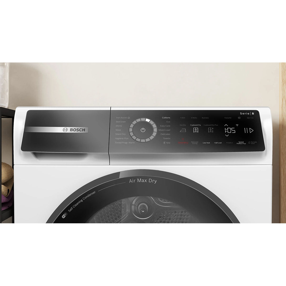 Bosch WRB247C9GB Series 8 Freestanding Heat Pump Tumble Dryer, 9Kg, With Self-Cleaning Condenser, 59.8cm Wide - White