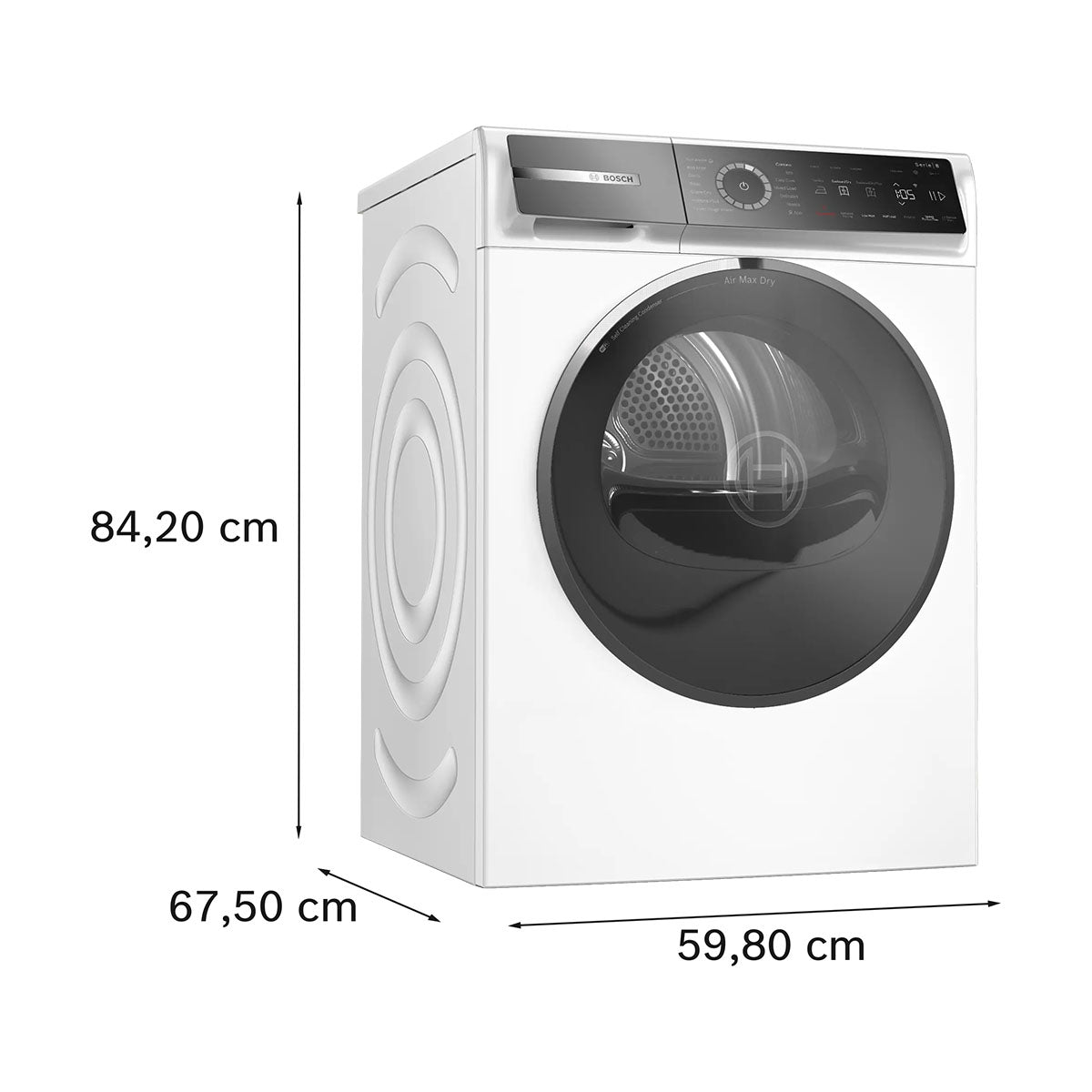 Bosch WRB247C9GB Series 8 Freestanding Heat Pump Tumble Dryer, 9Kg, With Self-Cleaning Condenser, 59.8cm Wide - White