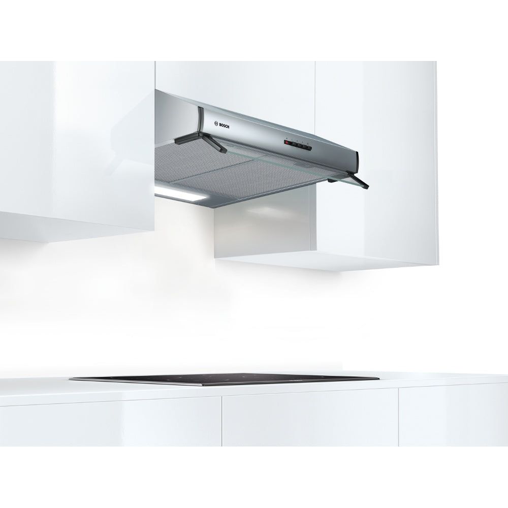 Bosch DUL63CC50B 60cm Built-Under Cooker Hood with LED Illumination, Stainless Steel, D Rated - 43657894068447 